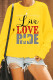 Yellow Fashion Casual Letter Print Basic O Neck Tops