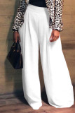 Red Elegant Solid Patchwork Fold Straight High Waist Wide Leg Solid Color Bottoms