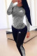 Grey Casual Sportswear Print Patchwork O Neck Short Sleeve Two Pieces