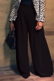 Red Elegant Solid Patchwork Fold Straight High Waist Wide Leg Solid Color Bottoms