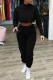 Black Casual Solid Patchwork Half A Turtleneck Long Sleeve Two Pieces