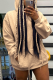 Light Brown Casual Solid Draw String Hooded Collar Tops