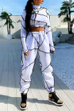 White Casual Solid Patchwork Half A Turtleneck Long Sleeve Two Pieces