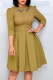 Apricot Casual Embroidery Patchwork O Neck Cake Skirt Dresses
