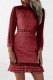 Wine Red Fashion Casual Solid Basic Turtleneck Long Sleeve Dresses