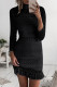 Black Fashion Casual Solid Basic Turtleneck Long Sleeve Dresses