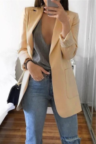Apricot Casual Long Sleeves Suit Jacket