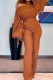 Brown Fashion Casual Solid Bandage Oblique Collar Regular Jumpsuits