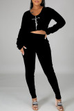 Red Casual Print Patchwork V Neck Long Sleeve Two Pieces
