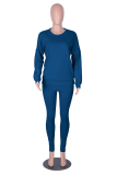 Grey Casual Solid Patchwork O Neck Long Sleeve Two Pieces