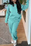 Grey Casual Solid Patchwork O Neck Long Sleeve Two Pieces