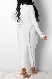 Grey Fashion Casual Solid Ripped Patchwork Half A Turtleneck Regular Jumpsuits