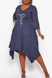 Yellow Casual Print Patchwork Asymmetrical Long Sleeve Dresses