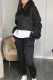 Black Casual Solid Patchwork Fold Asymmetrical Hooded Collar Long Sleeve Two Pieces