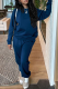 Royal Blue Casual Solid Patchwork O Neck Long Sleeve Two Pieces
