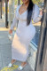 Grey Fashion Casual Solid Patchwork V Neck One Step Skirt Dresses