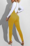 Yellow Daily Leopard O Neck Long Sleeve Two Pieces