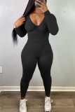 Coffee Fashion Casual Solid Basic V Neck Long Sleeve Two Pieces