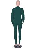 Grey Casual Solid Patchwork O Neck Long Sleeve Two Pieces