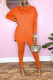Tangerine Red Casual Solid Patchwork Half A Turtleneck Long Sleeve Two Pieces