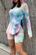 Colour Casual Print Patchwork Asymmetrical Hooded Collar Long Sleeve Two Pieces