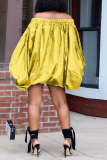 Red Casual Print Bandage Crystal Off the Shoulder Lantern Skirt Dresses