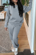 Grey Casual Solid Patchwork O Neck Long Sleeve Two Pieces
