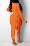 Grey Fashion Casual Solid Ripped Patchwork Half A Turtleneck Regular Jumpsuits