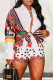 Multicolor Fashion Casual Print Basic Turndown Collar Long Sleeve Two Pieces
