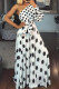 White Sexy Print Polka Dot Patchwork Asymmetrical Oblique Collar Printed Dress Dresses