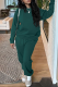 Ink Green Casual Solid Patchwork O Neck Long Sleeve Two Pieces