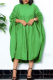 Green Casual Solid Flounce O Neck Cake Skirt Dresses