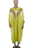 Yellow Casual Print Split Joint Buckle Turndown Collar Shirt Dress Plus Size Dresses