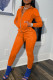 Tangerine Casual Sportswear Solid Patchwork Zipper Zipper Collar Long Sleeve Two Pieces