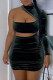 Ink Green Fashion Sexy Solid Patchwork O Neck Long Sleeve Two Pieces
