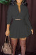 Black Casual Solid Bandage Patchwork Fold V Neck Long Sleeve Two Pieces