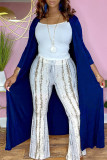 Blue Fashion Casual Solid Cardigan Long Sleeve Outerwear