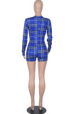 Yellow Fashion Casual Plaid Patchwork V Neck Jumpsuits