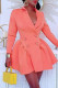 Pink Fashion Solid Patchwork Turndown Collar Long Sleeve Dresses