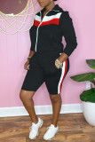 Red Fashion Casual Patchwork Basic Zipper Collar Long Sleeve Two Pieces