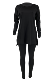 Blue Casual Solid Patchwork Half A Turtleneck Long Sleeve Two Pieces