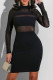 Black Fashion Sexy Solid Patchwork O Neck One Step Skirt Dresses