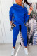 Royal Blue Fashion Casual Patchwork Zipper Hooded Collar Long Sleeve Two Pieces