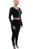 Red Casual Print Patchwork V Neck Long Sleeve Two Pieces