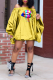 Yellow Casual Print Bandage Crystal Off the Shoulder Lantern Skirt Dresses