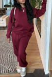 Grey Casual Solid Patchwork O Neck Long Sleeve Two Pieces