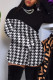 Black White Fashion Sexy Print Patchwork Turtleneck Long Sleeve Dress