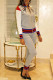 Grey Fashion Casual Print Patchwork Zipper Collar Long Sleeve Two Pieces