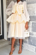 Apricot Casual Solid Flounce O Neck Cake Skirt Dresses