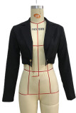 Black Fashion British Style Solid Patchwork Turn-back Collar Outerwear